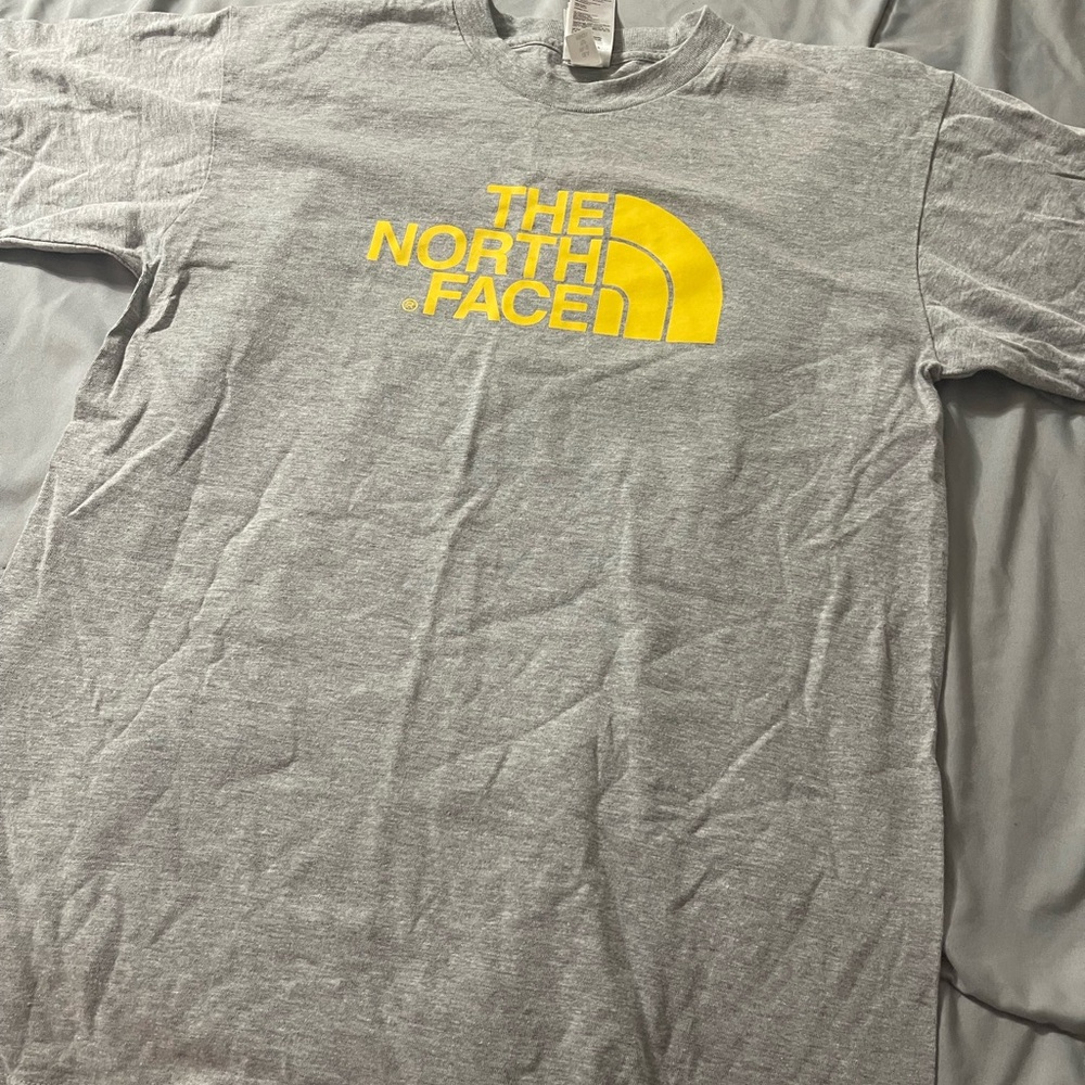 The North Face Men's Gray Tee with Yellow Logo